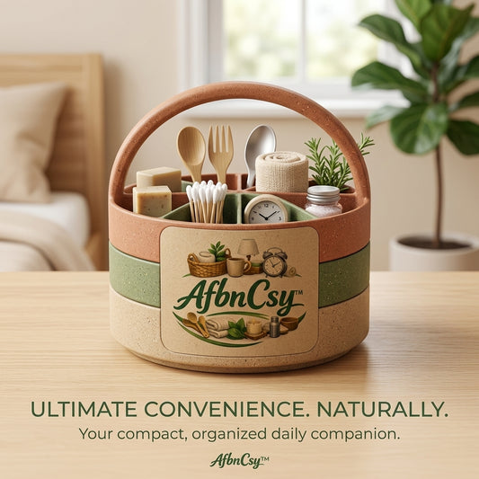 AfbnCsy™ 360° Rotating Countertop Organizer – Multi-Tiered Eco-Friendly Caddy for Bathroom, Vanity, Kitchen & Desk – Modern Earthy Minimalist Storage Bin